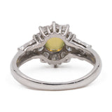 Anello vintage a margherita in platino con crisoberillo occhio di gatto (0,97ct) e diamanti (0,64ctw)