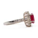 Anello vintage in oro bianco 14k con rubino (2,20ct) e diamanti (0,50ctw)
