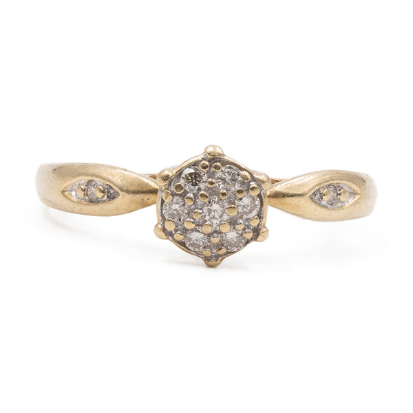 Anello vintage in oro giallo 9k con diamanti