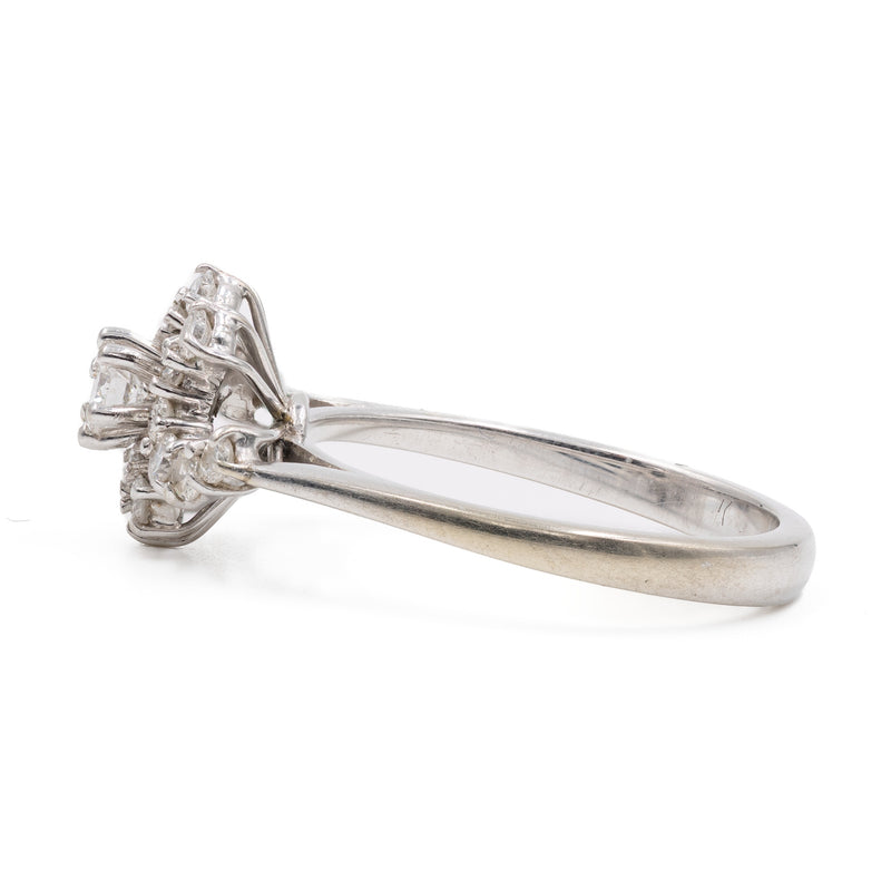 Anello vintage in oro bianco 18k con diamanti (0,30ctw), anni '70