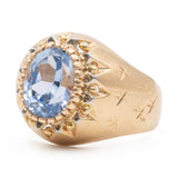 ANELLO CHEVALIER VINTAGE IN ORO GIALLO 18K CON TOPAZIO AZZURRO