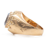 ANELLO CHEVALIER VINTAGE IN ORO GIALLO 18K CON TOPAZIO AZZURRO