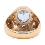 ANELLO CHEVALIER VINTAGE IN ORO GIALLO 18K CON TOPAZIO AZZURRO