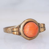 Vintage 8K Yellow Gold Orange Coral Ring, 60s