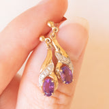 Vintage-Ohrringe aus 9-karätigem Gelb- und Weißgold mit Amethysten (ca. 0.70 ctw) und Diamanten, 70er Jahre