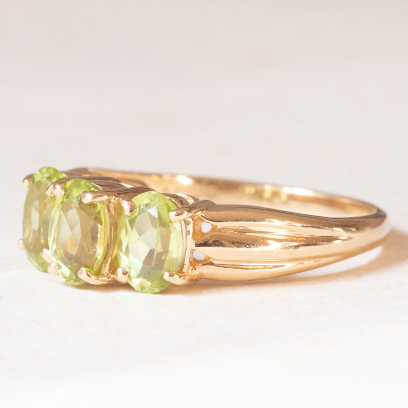 Trilogy vintage in oro giallo 9K con peridoti (1ctw ca.), anno 1997