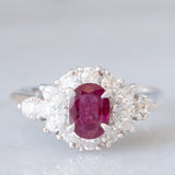 Anello vintage in platino con rubino (0.83ct) e diamanti (0.86ctw), anni ‘80/‘90