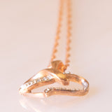 Vintage-Halskette mit Kette aus 9-karätigem Roségold und Herzanhänger aus 9-karätigem Roségold mit Diamanten