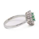 Anello vintage in oro bianco 14k con smeraldo (0,85ct) e diamanti (0,50ctw), anni '70