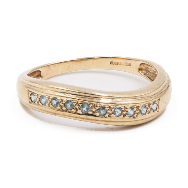 Anello vintage in oro giallo 9k con topazi azzurri