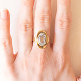 Vintage-Aquamarin-Cocktailring aus 14-karätigem Gelbgold (ca. 3.30 Karat), 70er Jahre