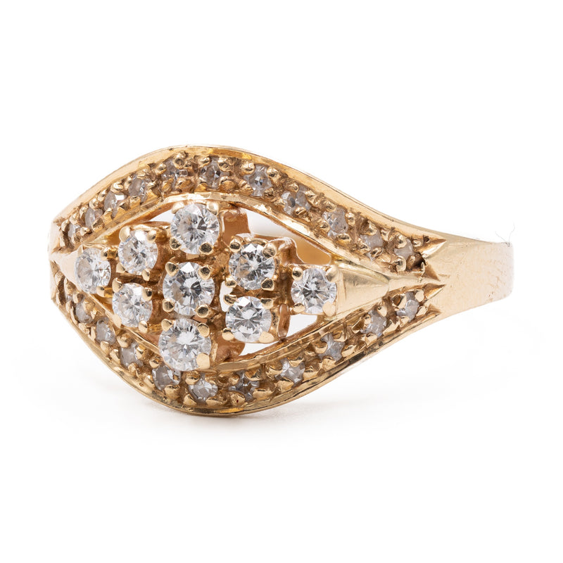 Anello vintage in oro giallo 14K con diamanti di taglio brillante (0.40ctw), anni ‘60