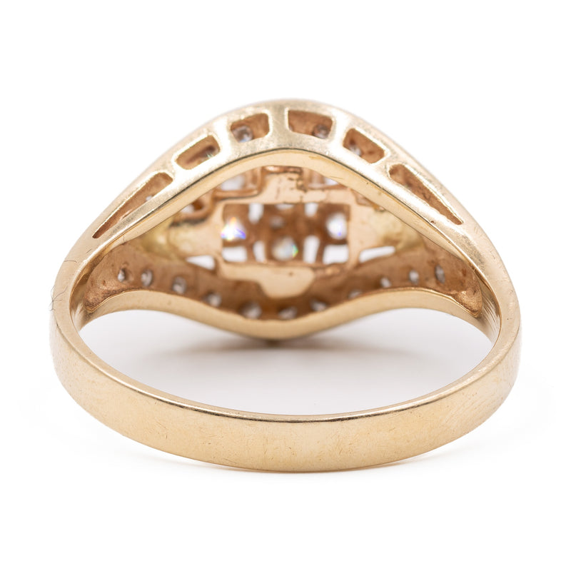 Anello vintage in oro giallo 14K con diamanti di taglio brillante (0.40ctw), anni ‘60
