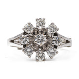 Bague vintage en or blanc 14 carats et diamants (1,10 ct), 70