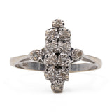 Bague vintage en or blanc 14K avec diamants (environ 0.12 ctw), années 70