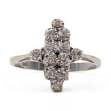 Bague vintage en or blanc 14K avec diamants (environ 0.12 ctw), années 70
