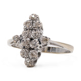 Bague vintage en or blanc 14K avec diamants (environ 0.12 ctw), années 70