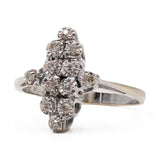 Bague vintage en or blanc 14K avec diamants (environ 0.12 ctw), années 70