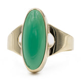 Anello vintage in oro giallo 8k con crisoprasio