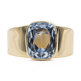 Anello vintage da cocktail in oro giallo 8k e spinello azzurro