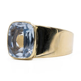 Anello vintage da cocktail in oro giallo 8k e spinello azzurro