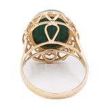 Anello vintage in oro giallo 14k con malachite, anni '70
