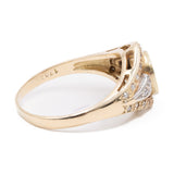 Anello vintage in oro giallo 14k con zaffiro (0,75ct) e diamanti (0,15ctw), anni '70
