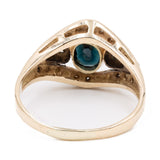 Anello vintage in oro giallo 14k con zaffiro (0,75ct) e diamanti (0,15ctw), anni '70