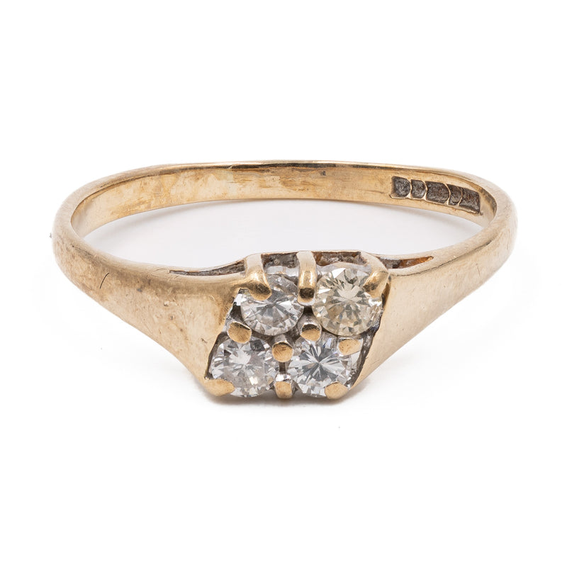 Anello vintage in oro giallo 9k con diamanti (0,24ctw)