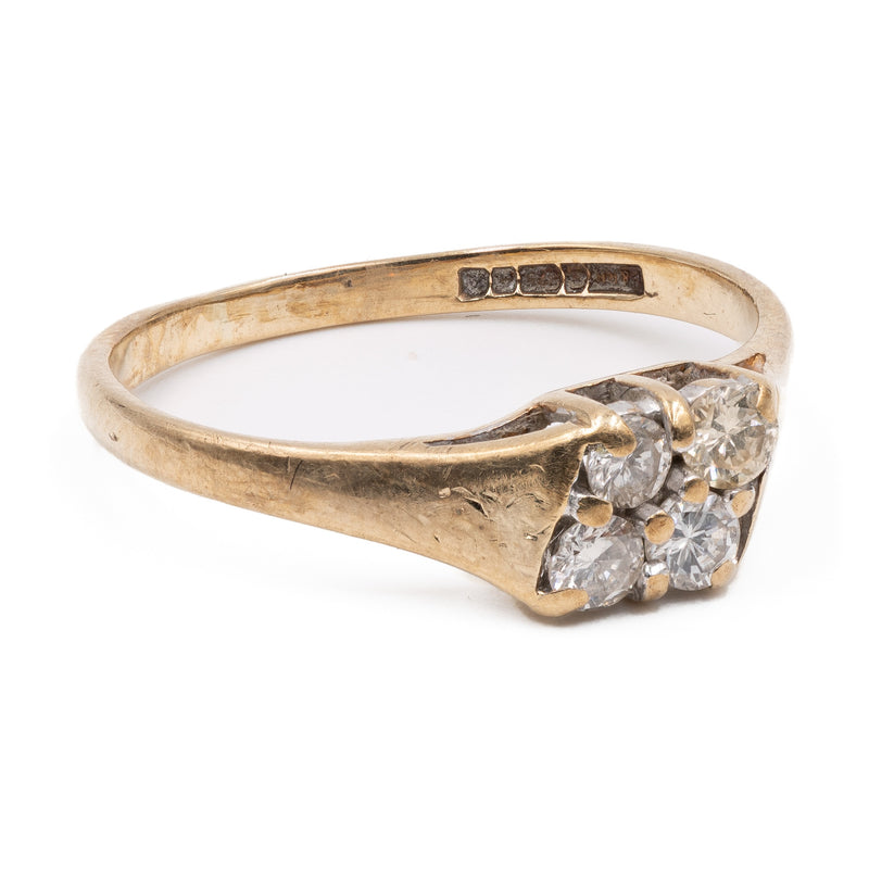 Anello vintage in oro giallo 9k con diamanti (0,24ctw)
