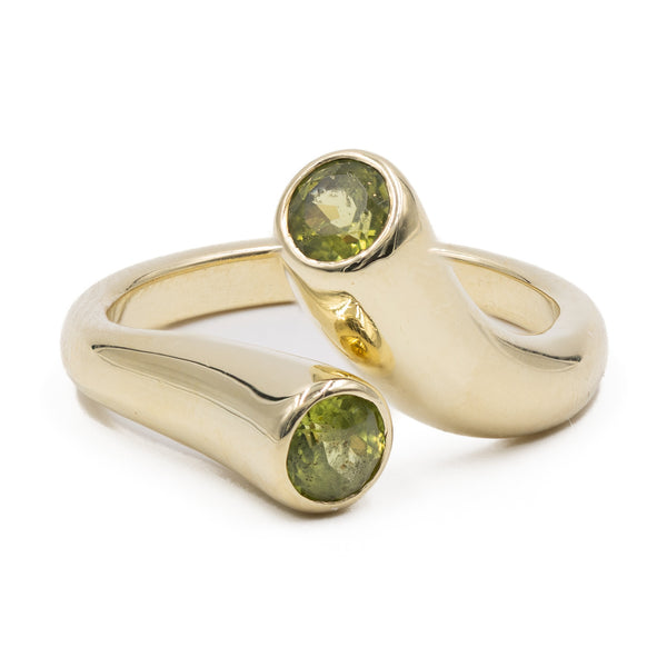 Anello vintage in oro giallo 14k con peridoti, anni '70