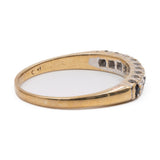 Anello vintage a veretta in oro giallo 9k con zaffiri e diamanti