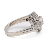 Anello vintage in oro bianco 14k con diamante centrale di 0,45ct e diamanti di contorno (1,20ctw), anni '70