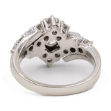 Anello vintage in oro bianco 14k con diamante centrale di 0,45ct e diamanti di contorno (1,20ctw), anni '70