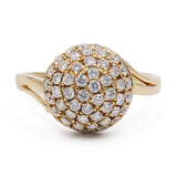 Anello vintage tourbillon in oro giallo 14k con diamanti (1,10ctw), anni '70
