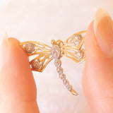 Vintage-Halskette mit Kette aus 9-karätigem Gelbgold und Vintage-Libellenanhänger aus 9-karätigem Gelb- und Weißgold, 90er Jahre