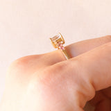 Anello vintage in oro giallo 9K con acquamarina (0.65ct ca.) e tormaline rosa (0.12ctw ca.), anno 2005