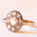 Антикварное кольцо из желтого золота 14 карат и серебра с ромашками и бриллиантами огранки «розетка» (около 0.68 карата), начало 900-х годов.