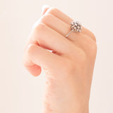 Vintage-Schneeflockenring aus 14-karätigem Weißgold mit Diamanten im Brillantschliff (ca. 0.50 ctw), 60er/70er Jahre