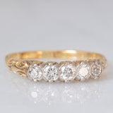 Veretta antica in oro giallo e bianco 14K con diamanti di taglio brillante (0.50ctw ca.), anni ‘30