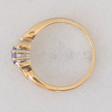 Trilogy vintage in oro giallo 9K con tanzanite (0.35ct ca.) e diamanti di taglio brillante (0.05ctw ca.), anni ‘90