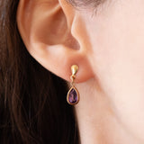 Vintage-Tropfenohrringe aus 9-karätigem Gelbgold mit Amethyst (ca. 0.80 ctw), 70er Jahre
