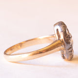 Antigo anel margarida em ouro amarelo 14K e prata com diamantes lapidação roseta (aproximadamente 0.68 ctw), início de 900