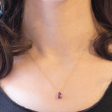 Vintage-Halskette mit Kette aus 9-karätigem Gelbgold und Anhänger aus 9-karätigem Gelbgold mit Amethyst (ca. 0.40 ct), 70er Jahre