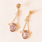 Vintage-Tropfenohrringe aus 9-karätigem Gelbgold mit Amethysten (ca. 1 Karat), 50er/60er Jahre