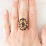 Anello vintage in oro giallo 18K con granati (3.50ctw ca.), anni ‘50/‘60