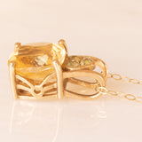 Vintage 9K Yellow Gold Chain Necklace with 9K Yellow Gold Pendant with Citrine Quartz and Peridots