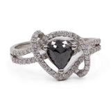 Anello vintage in platino con diamante nero (0,80ct) e diamanti (0,30ctw)