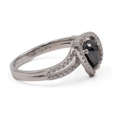 Anello vintage in platino con diamante nero (0,80ct) e diamanti (0,30ctw)