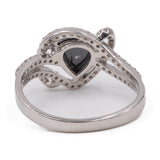 Anello vintage in platino con diamante nero (0,80ct) e diamanti (0,30ctw)